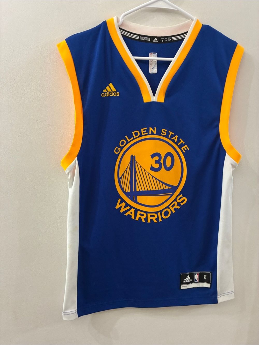 Adidas Golden State Warriors mens Blue & Yellow Basketball Jersey - small -curry